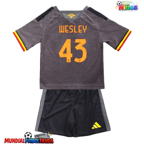 Camiseta AS Roma Wesley Franca #43 Tercera Equipación Replica 2026-27 para niños mangas cortas (+ Pantalones cortos)